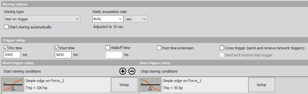 Figure 3. Dewesoft X - Memorizzazione del Trigger Setup