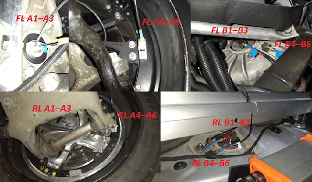 Figure 1. Sensor mounting around motor and suspension components.