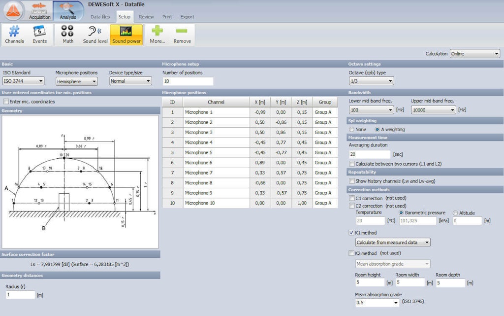 DewesoftX sound power software setup