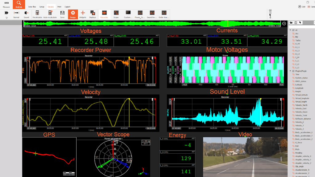 Figure 3: Real drive test measurement screen inside Dewesoft X DAQ software.