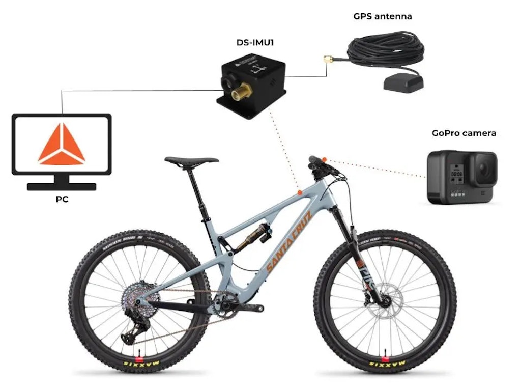 Figura 2. Configuración de medición GNSS para bicicleta de montaña.