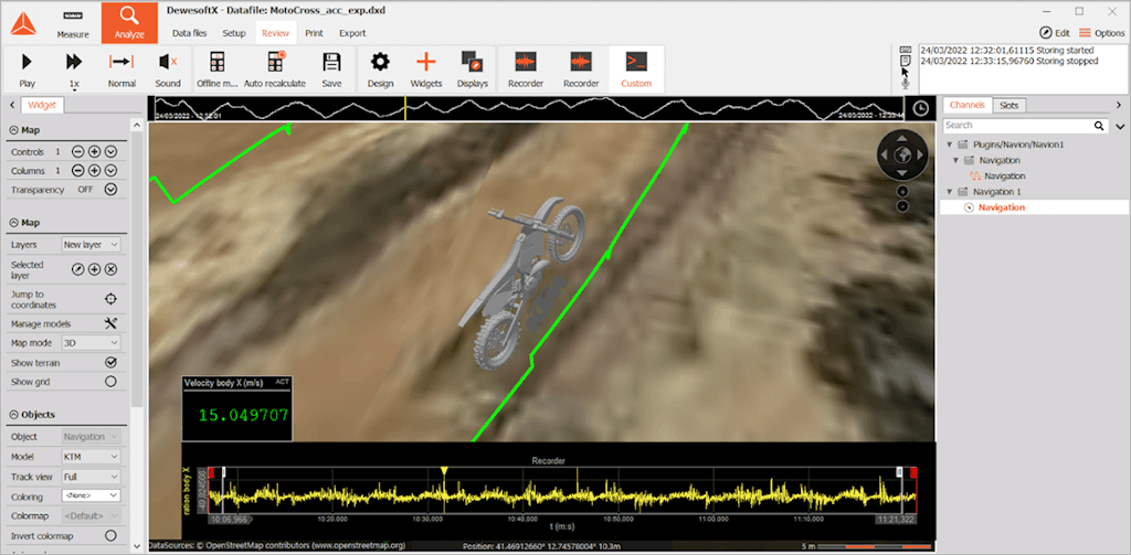 Abb. 14: Das KTM-Motorrad mit Verbrennungsmotor – maximale Beschleunigung am Kurvenausgang
