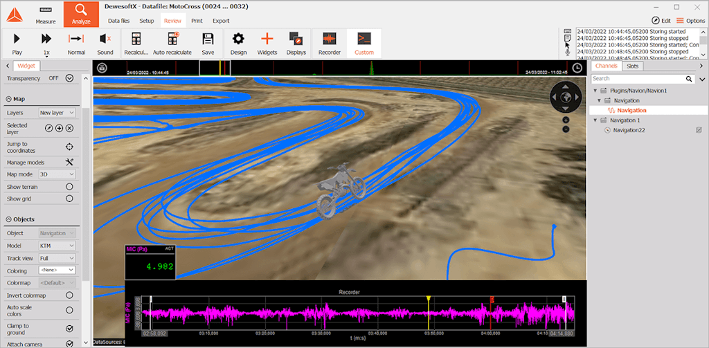 Figure 17. The electric KTM bike - measurements of the microphone in full acceleration.