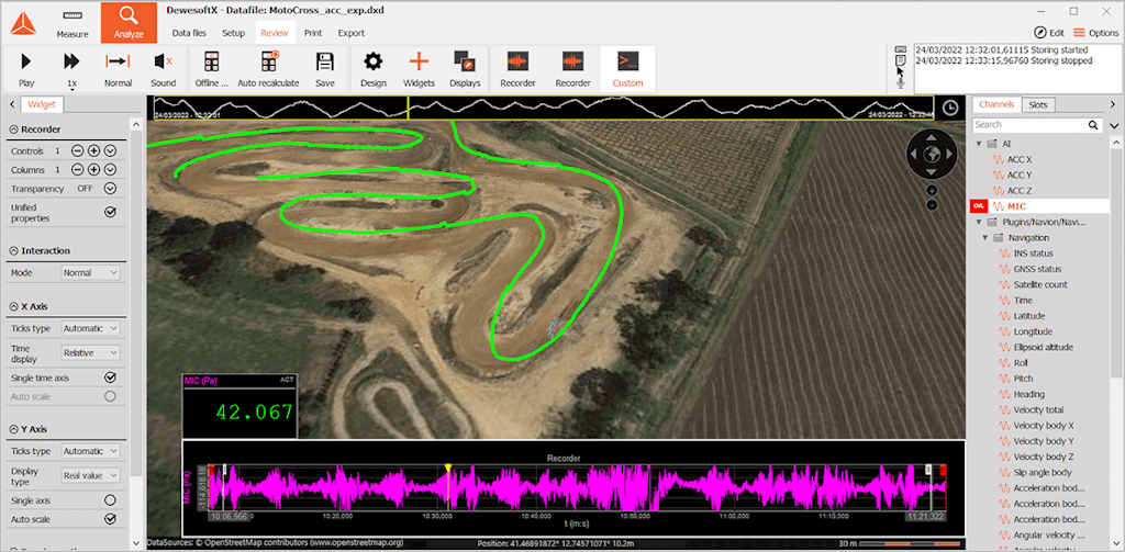 Figure 18. The KTM bike with internal combustion engine - measurements of the microphone in full acceleration.