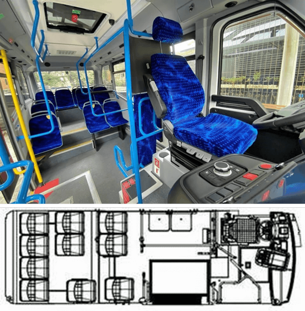 Distribution of seats in the electric minibus