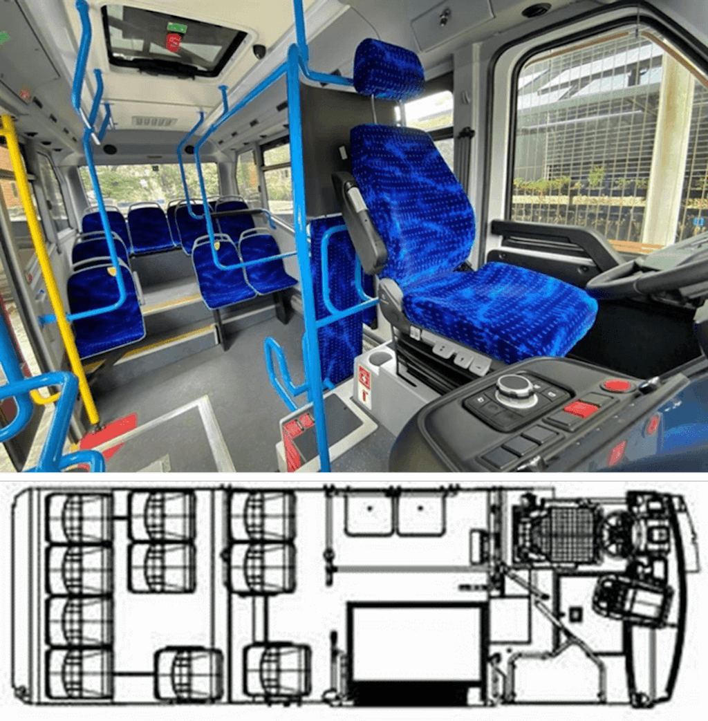 Figura 2. Distribución de asientos en el minibús eléctrico.