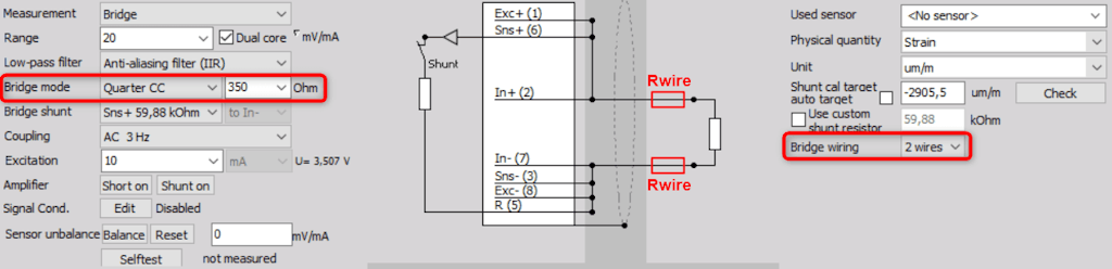 SIRIUS UNI amplifier 2-wire connection (Quarter CC mode) for dynamic strain