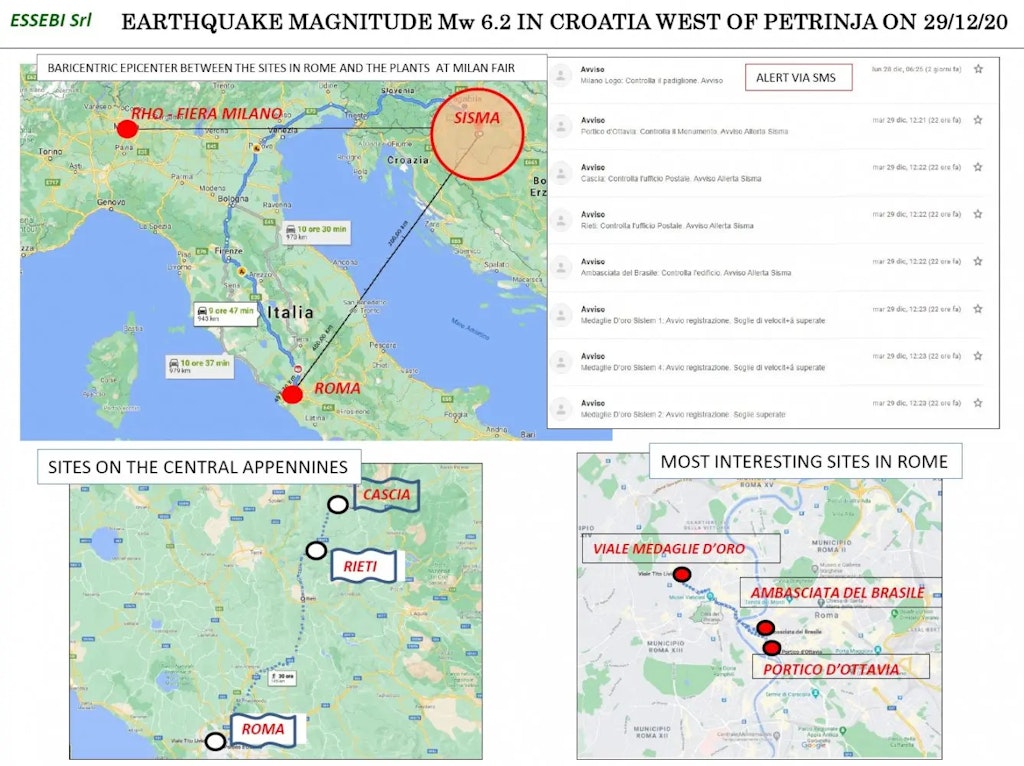 Croatia earthquake effect on Italy map