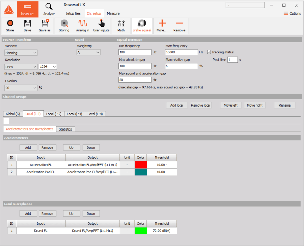 Brake squeal setup