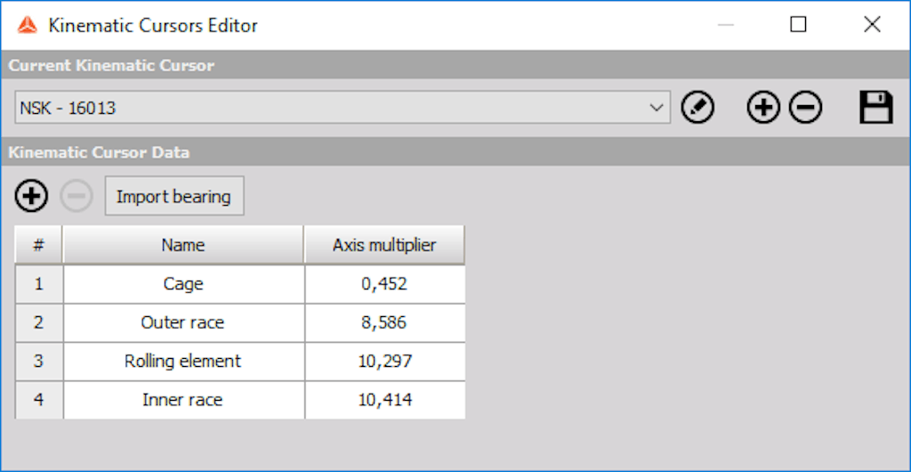 Kinematic cursors editor