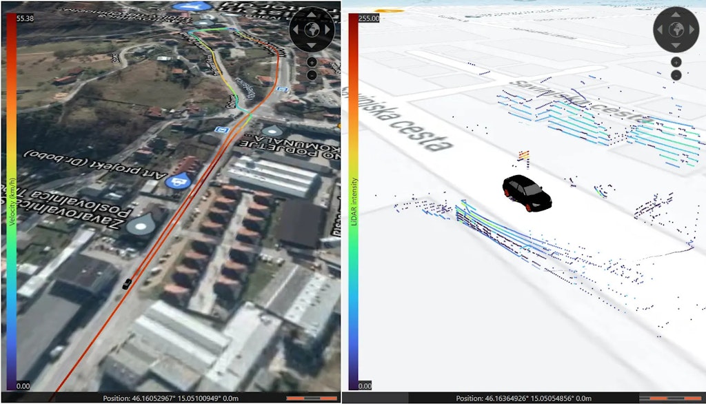 Coloration de l'intensité du lidar