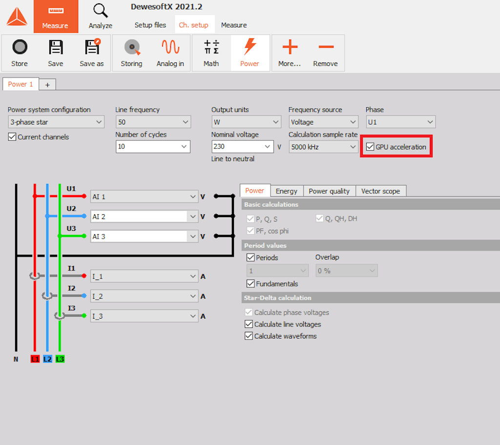 Supporto GPU nel modulo Power di Dewesoft