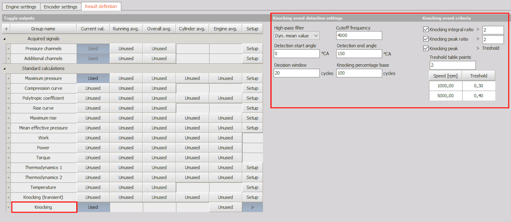 Knocking module settings