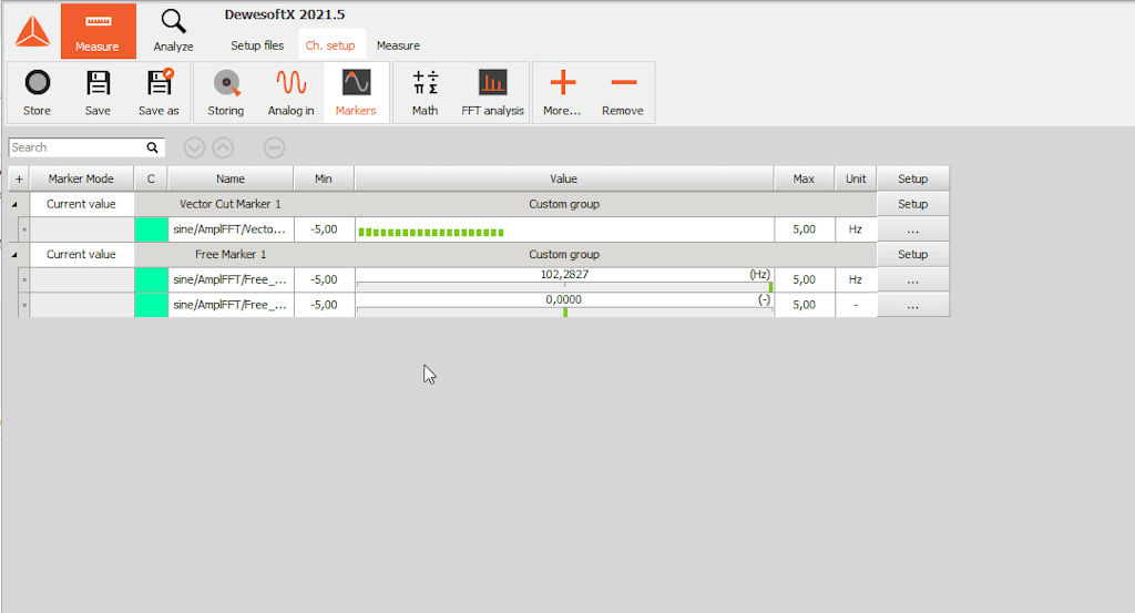 Módulos de configuração para marcadores no modo de configuração de canal Módulos de configuração para marcadores no modo de configuração de canal