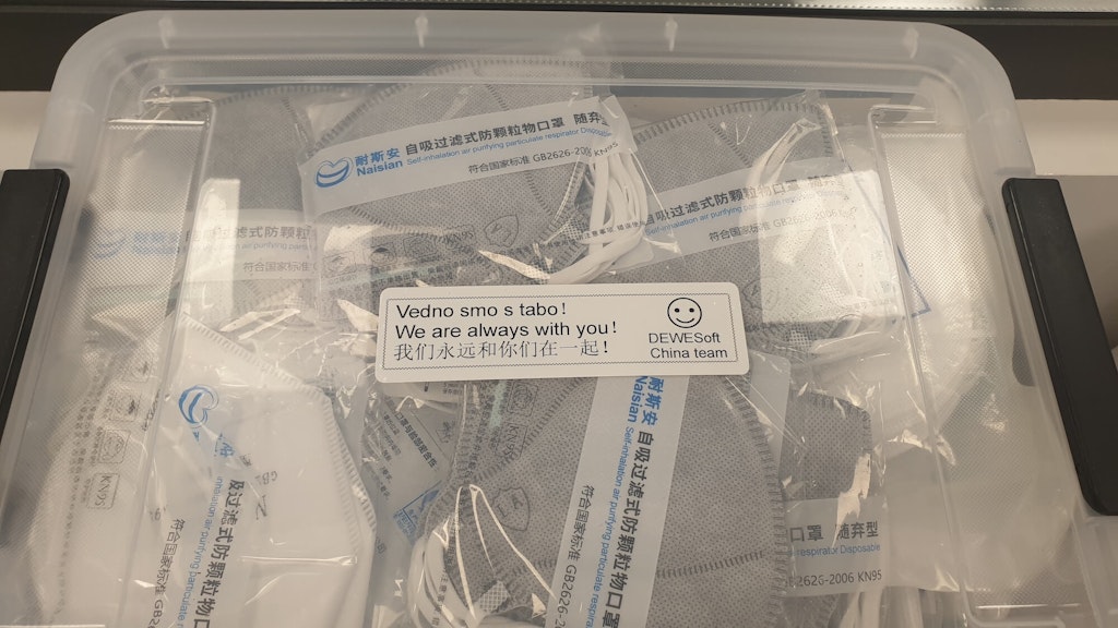 In Dewesoft everything from outside the company is quarantined for one day. Each pack is visibly marked when it was last in contact with a potential infection.