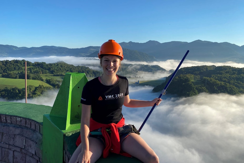 In August 2020, a Dewesoft team climbed to the top of the 360-meter chimney of the Trbovlje power station - and enjoyed the bird’s view of the Zasavje landscape.