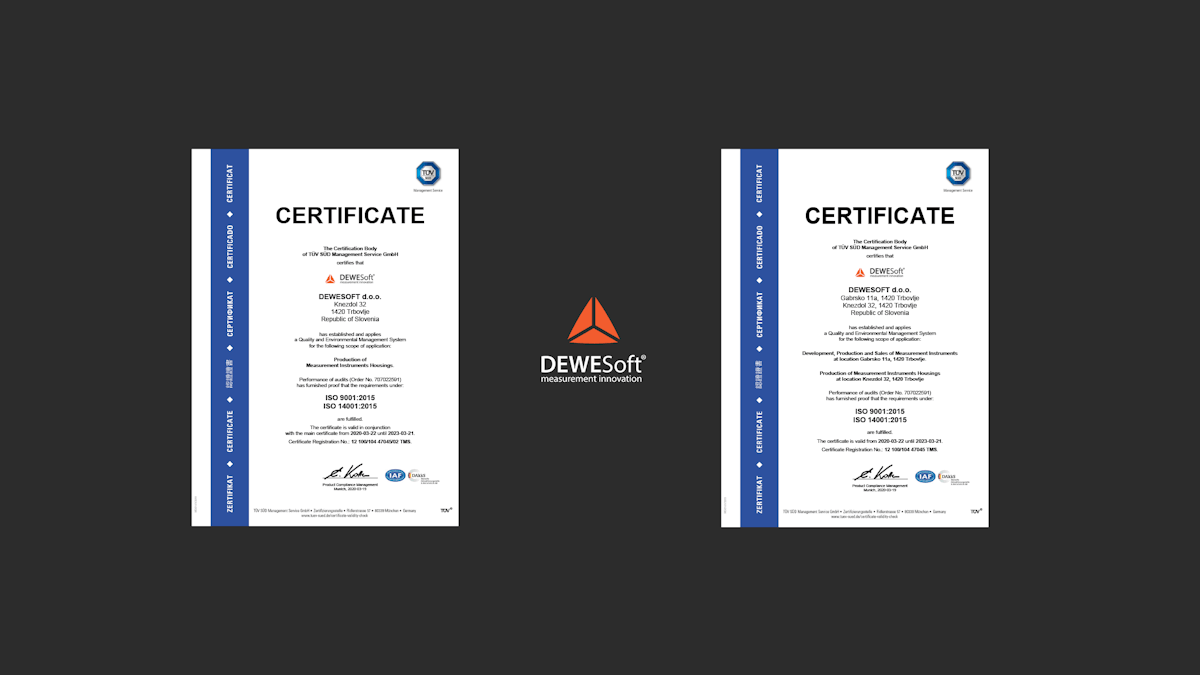 Dewesoft ISO certificates