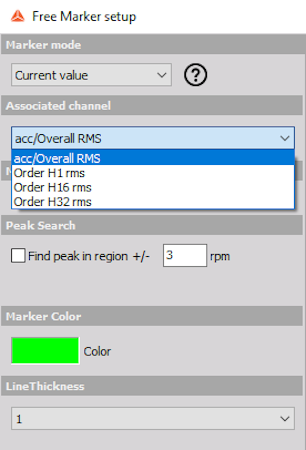 Marker settings window