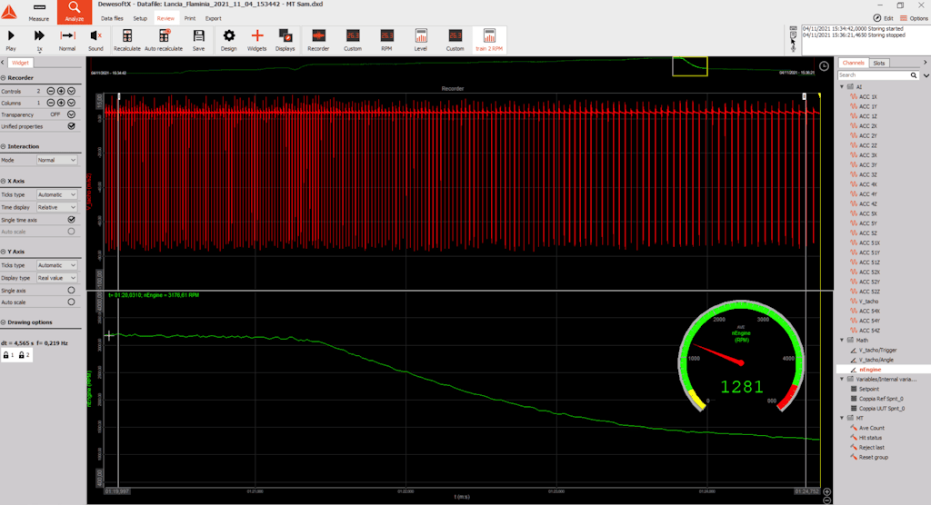 Angle Sensor Readings Vibration Testing of a Vintage Luxury Car | Dewesoft
