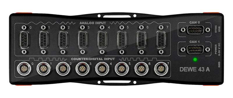 DEWE-43A: 8-channel universal data acquisition system.