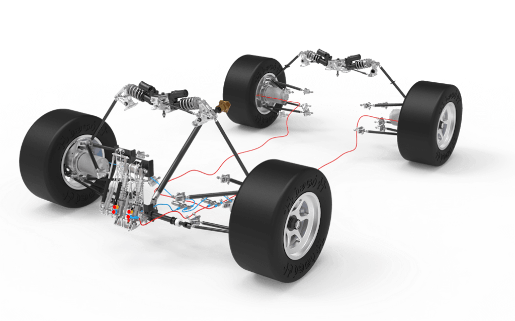 Figure 2. Suspension unit and mechanical structures of the SGe-05 electric car.