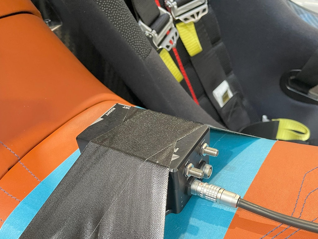 Figure 5. The NAVION was taped to the armrest in the car.