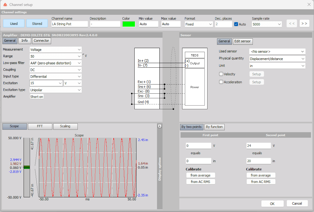 Figure 5. Channel setup screen in DewesoftX.