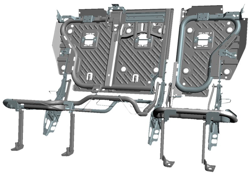 Figura 3. Strutture dei sedili posteriori ed anteriori Fisher. © 2023 Fisher & Company.