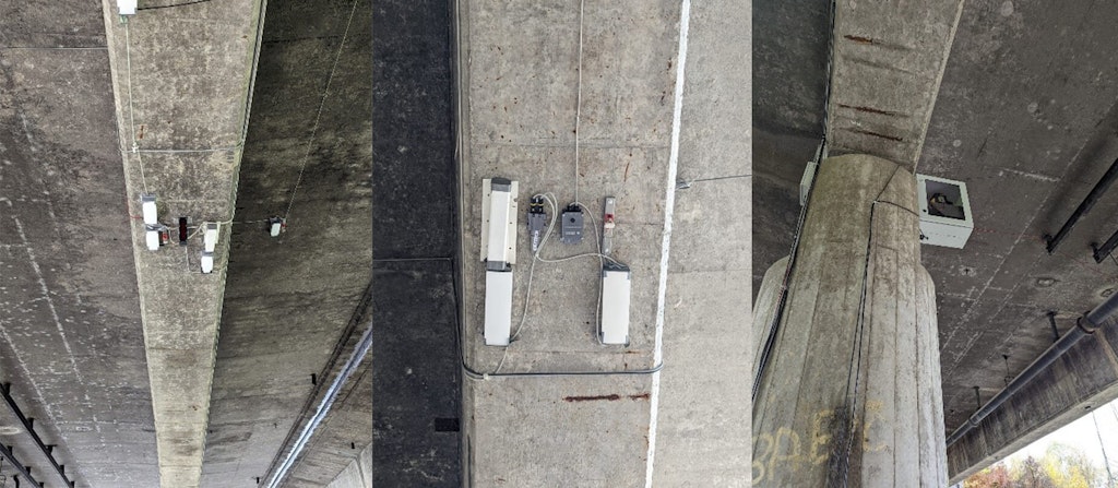 Figura 14. Sistema in situ con SiWIM ST-504, IOLITEiw-3xMEMS-ACC e sistema di riferimento laser.