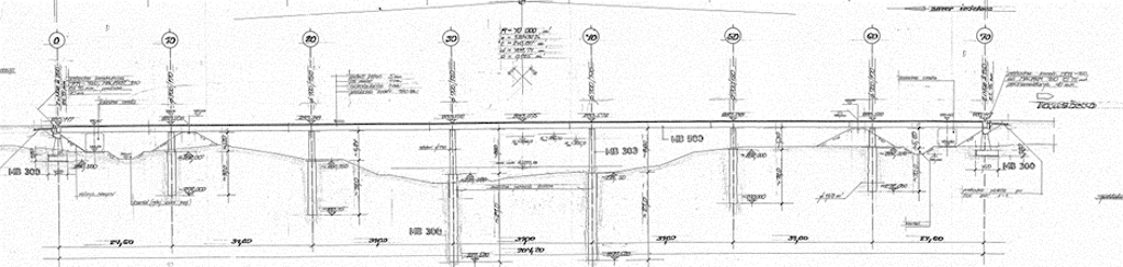 Figura 2. Sezione longitudinale del Ponte di Tomačevo.