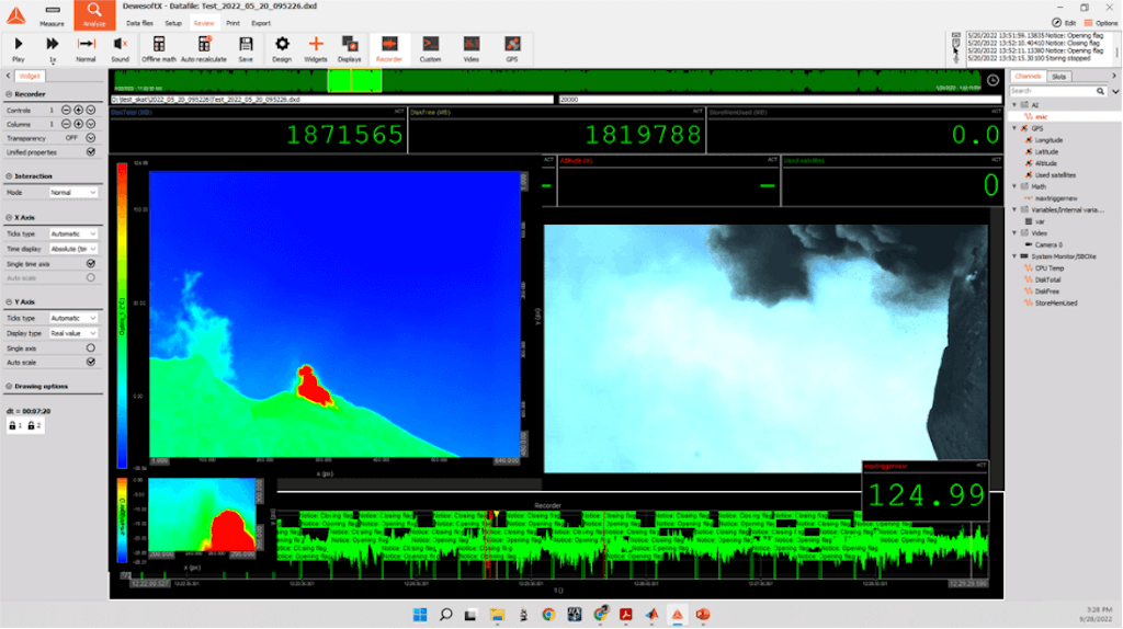 Fig.9 Risultato di misure acquisite con Skate visibile sul software DewesoftX