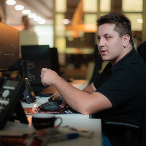 Dewesoft web development engineer in the office