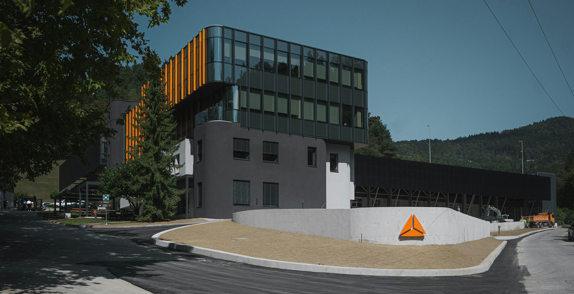 Dewesoft headqurters in Trbovlje with main building, production and surrounding
