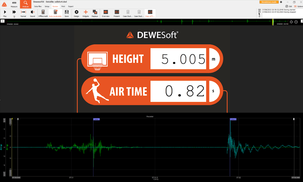 Figure 7. Measurement of a final successful dunk.