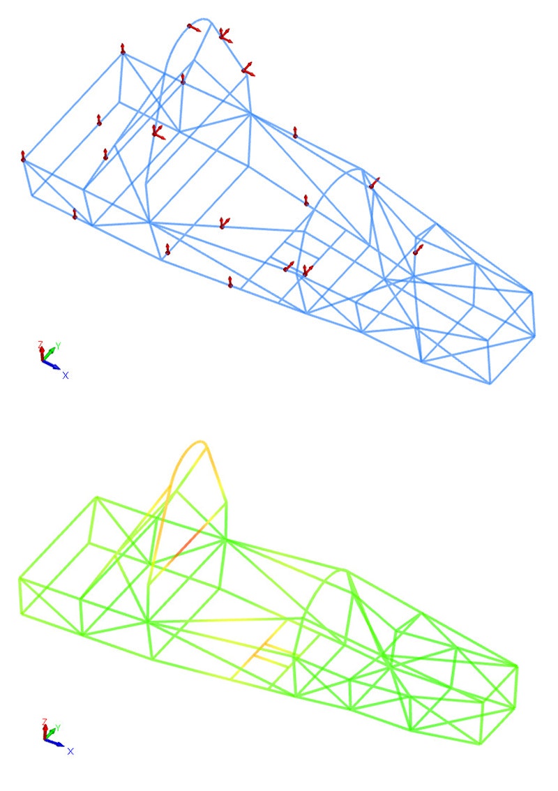 In the upper left is the initial configuration of points obtained by pre-testing. In the bottom left, the green parts represent the possible suspension points. In the upper left is the initial configuration of points obtained by pre-testing. In the bottom left, the green parts represent the possible suspension points.
