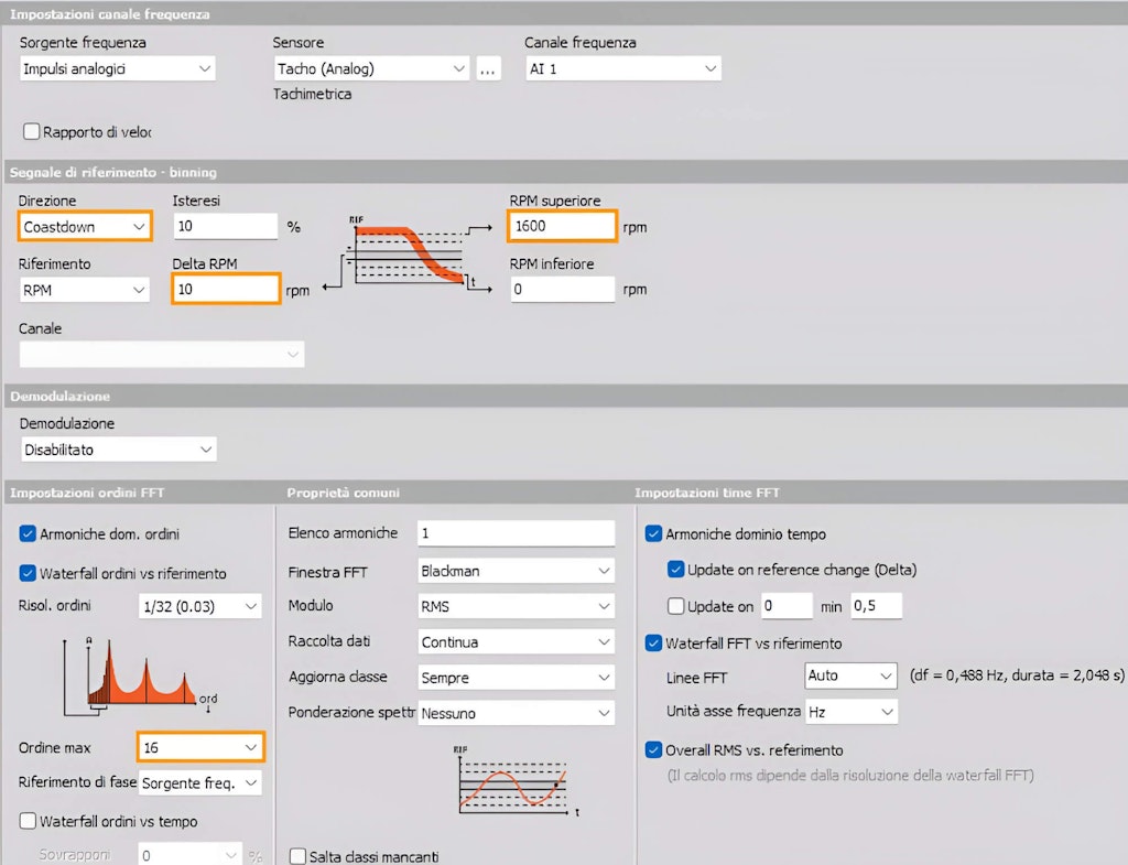 Figura 6. Interfaccia per il setup degli accelerometri.