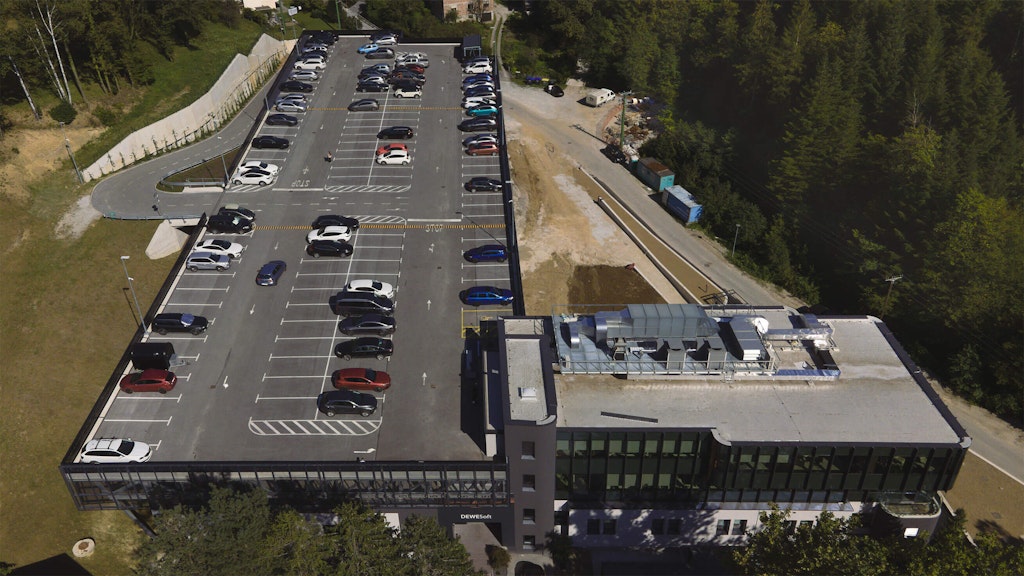 The new rooftop parking structure