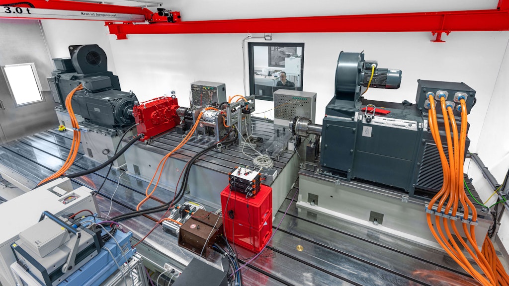 Figure 1. The D.U.T. - in the middle - on the fully-flanged Zoerkler test bed applying a Dewesoft solution.