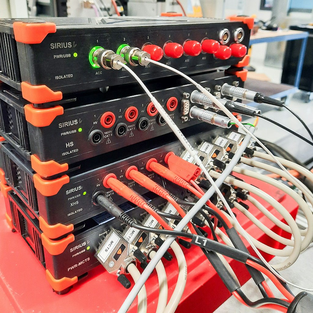 Figure 7. Combined measuring of NVH, torque, rpm, CAN bus, and electrical power with one SIRIUS system.