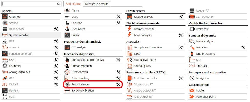 Figure 10. Choosing a module in DewesoftX.