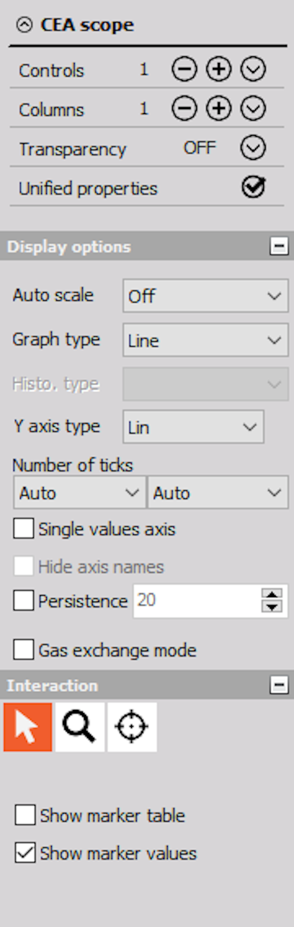 CEA scope widget properties