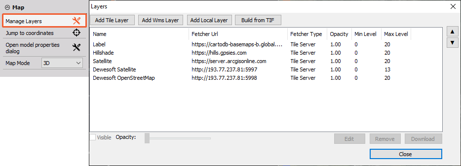 Manage Layers Manage Layers