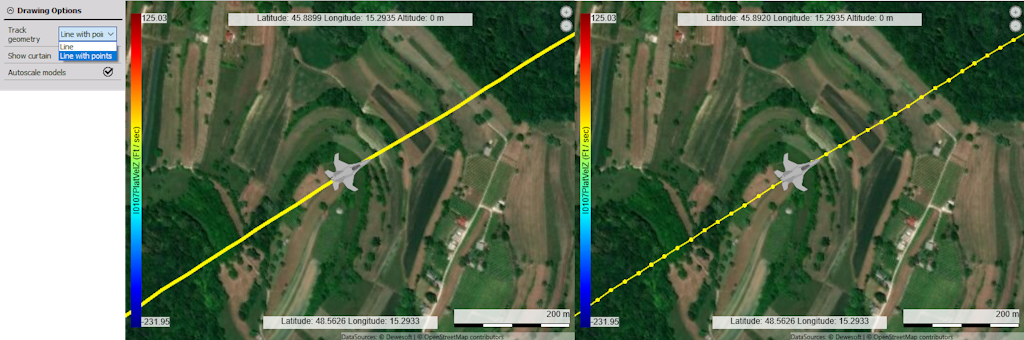 Track geometry a)Line b) Line with points Track geometry a)Line b) Line with points