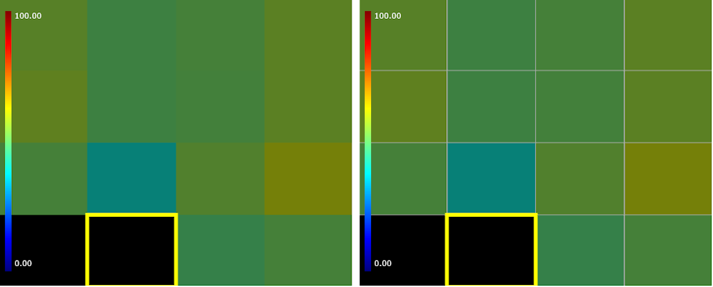 The visualization when disabled 1) values and grid 2) values The visualization when disabled 1) values and grid 2) values