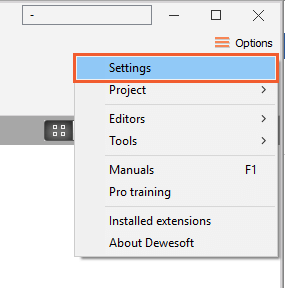 Entering settings button Entering settings button