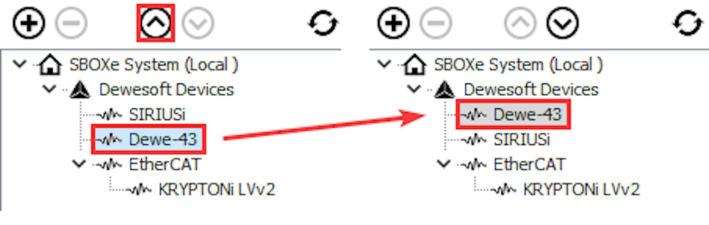 Changing order of the devices
