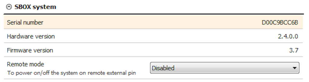 Sbox system information