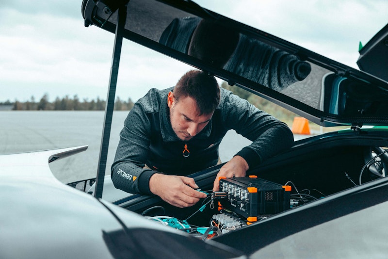 Matjaž mounting Dewesoft equipment into Rimac Nevera Matjaž mounting Dewesoft equipment into Rimac Nevera
