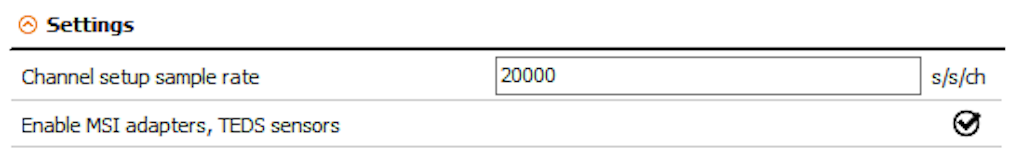 Dewesoft channel setup sample rate