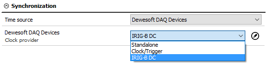 Select the Clock provider for Dewesoft DAQ Devices Select the Clock provider for Dewesoft DAQ Devices